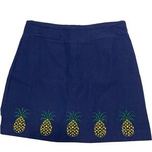 Coral Bay Ladies Small Tennis Golf skort Blue Pineapple Stretch Pull On EUC